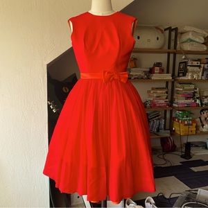 Vintage 60s red silk chiffon party dress XS xxs japan